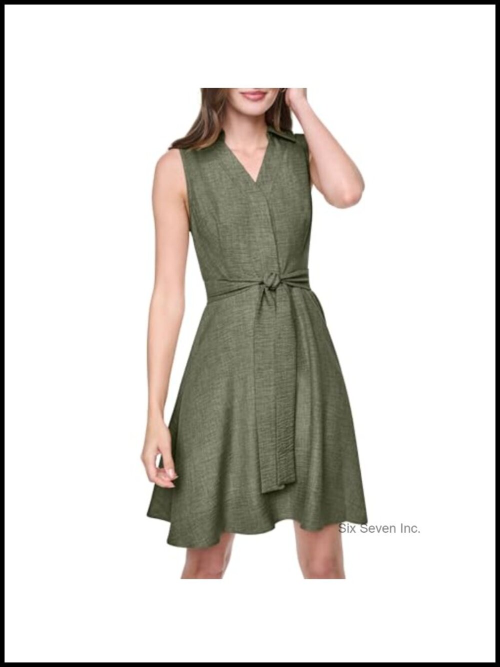 Sleeveless Collared Fit and Flare Dress Casual Above Knee